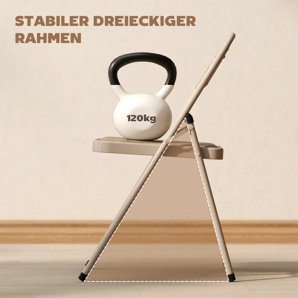 Set di 2 Sedie Pieghevoli ¨C zephmum ¨C Gambe in Metallo, Rivestimento in Tessuto Beige, Design Moderno