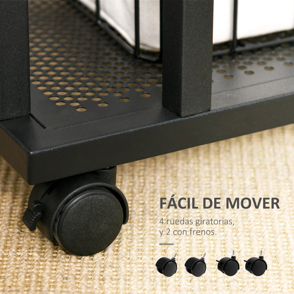 Tavolino con Ruote ¨C zephmum ¨C Naturale e Nero 51x36x65 cm