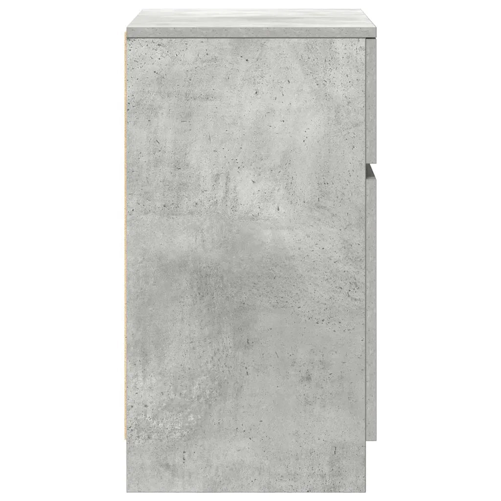 Comodini 2 pz-Set di 2 Tavolino da notte Grigio Cemento 39x35x65 cm in Legno Multistrato