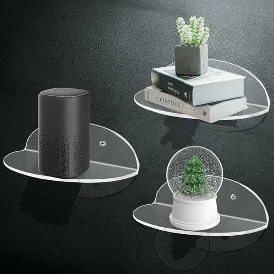 Pannelli da parete oscillanti 3 pezzi trasparenti acrilico 14 cm con foro e viti - Pannelli da parete mini per bagno, camera da letto, cucina, soggiorno