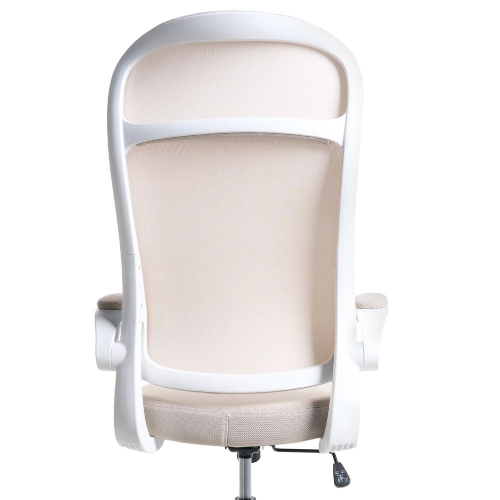 Sedia da ufficio girevole con altezza regolabile inclinabile rivestimento in tessuto beige