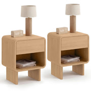 IDMarket - Set di 2 comodini CAPUCINE con 1 cassetto e 1 nicchia, effetto faggio, dal design arrotondato