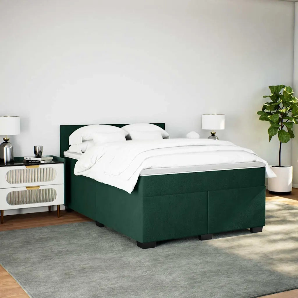 Giroletto a Molle con Materasso Verde Scuro 160x200 cm Velluto