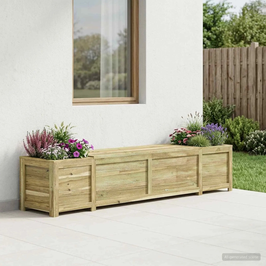 Panchina da giardino con fioriera Legno di Pino Impregnato 42042676