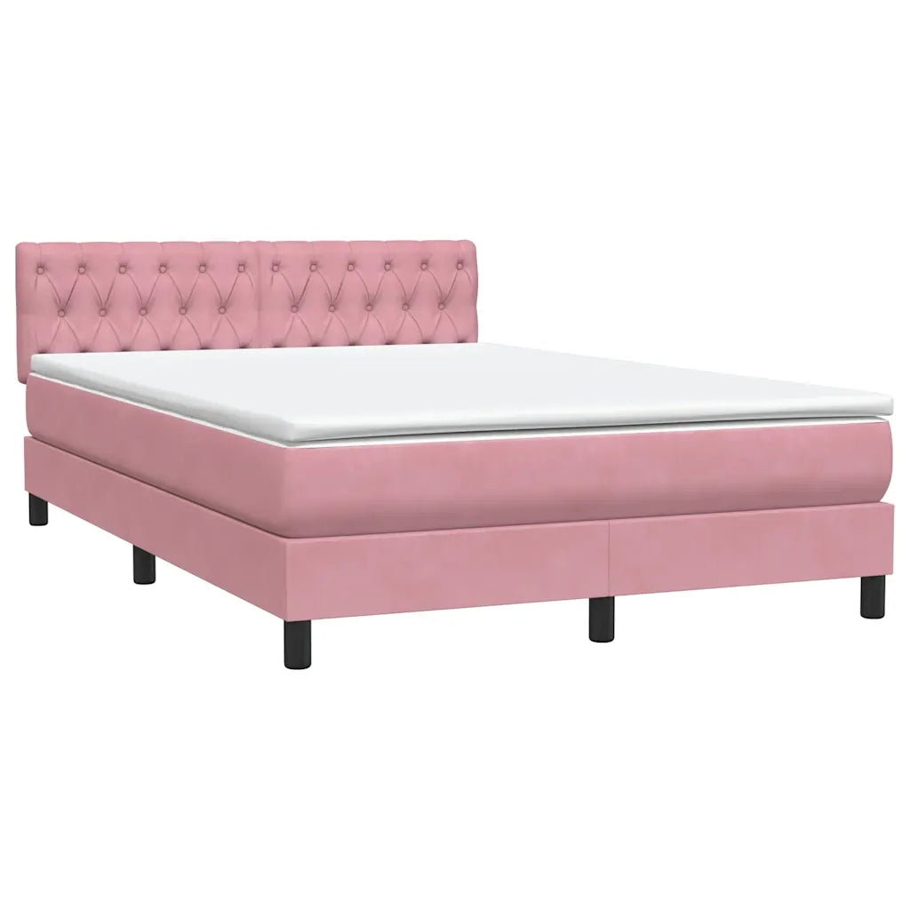 Giroletto a Molle con Materasso Rosa 160x220 cm in Velluto 3316556