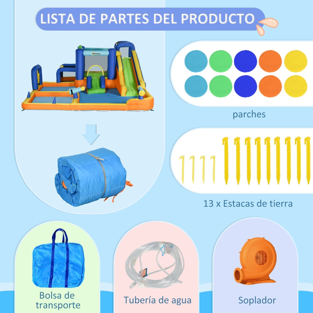 Castello gonfiabile per bambini con scivolo e parete arrampicata ¨C Zephmum ¨C 430x420x200cm multicolore