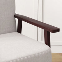 Poltrona a Dondolo 66x78x76 cm in Tessuto Effetto Lino e Legno Beige e Marrone