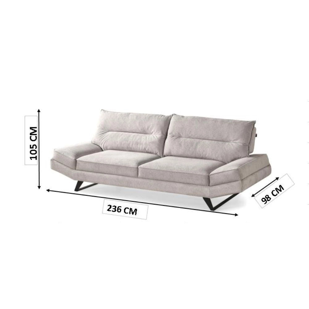 Divano contenitore Lena 3 posti con schienali basculanti in tessuto microfibra Caddy 620 tortora