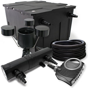 Set laghetto: Filtro bio 60000l con Pompa SuperEco, Tubo 25m e Chiarificatore UVC 18W Stagno