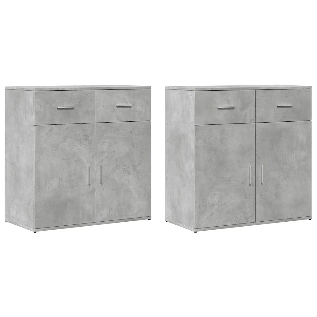 Credenze 2 pz | Madia | Buffet da pranzo | Armadio da pranzo Grigio Cemento 79x38x80 cm in Legno Multistrato