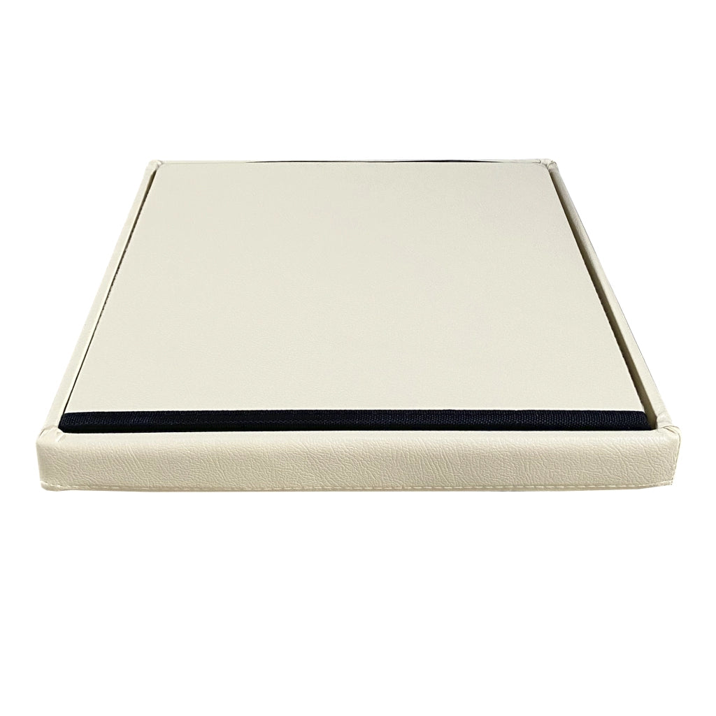 Puff Ottomano Quadrato Portaoggetti Pieghevole in Similpelle 38x38x38cm | Nyana Casa | Stile ottomano | Similpelle resistente | Nero, grigio e beige