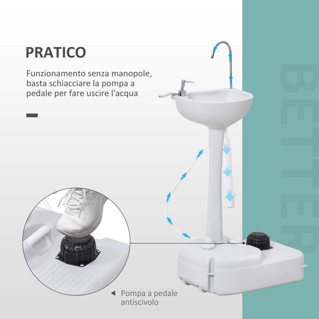 EasyComfort Lavabo Portatile da Campeggio con 2 Ruote, Serbatoio Acqua 17L e Serbatoio Sapone 2.5L, 51x33.5x103cm