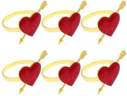 Serviettenringi a forma di cuore - 6 pezzi Rosso/ Oro - Decorazione da tavola - San Valentino - Matrimonio - Atmosfera romantica