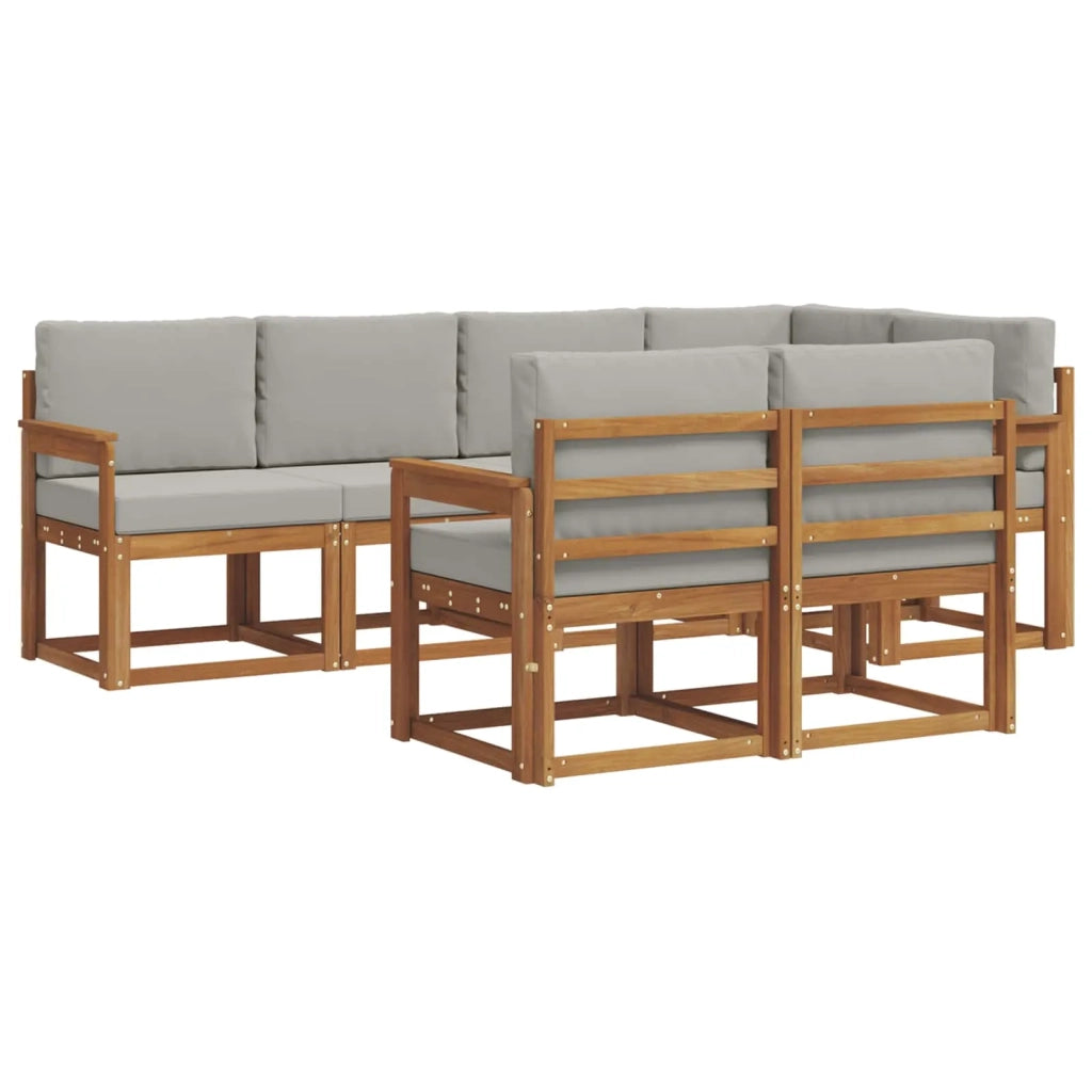 Set di divani da esterno 7 pcs Grigio Naturale e Chiaro