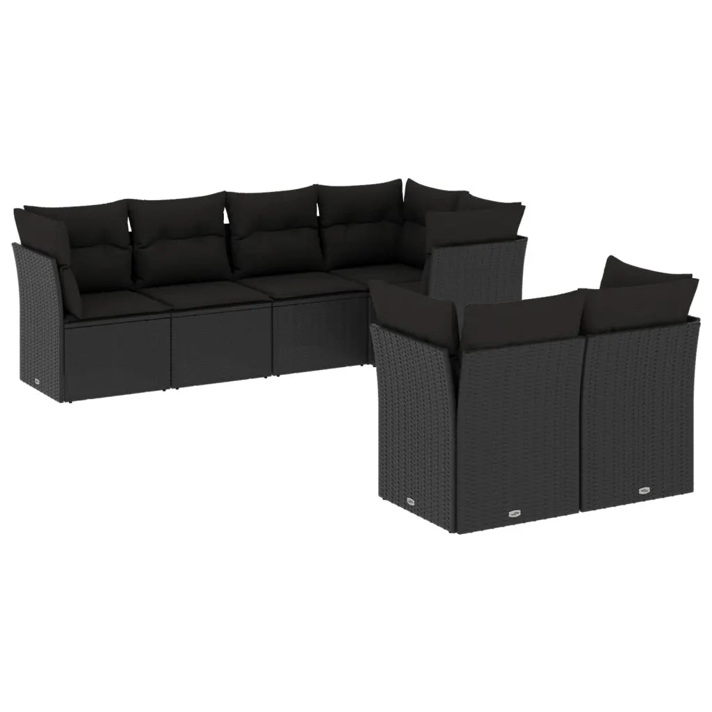 Set Divani da Giardino con Cuscini 7pz Nero Polyrattan 3249734
