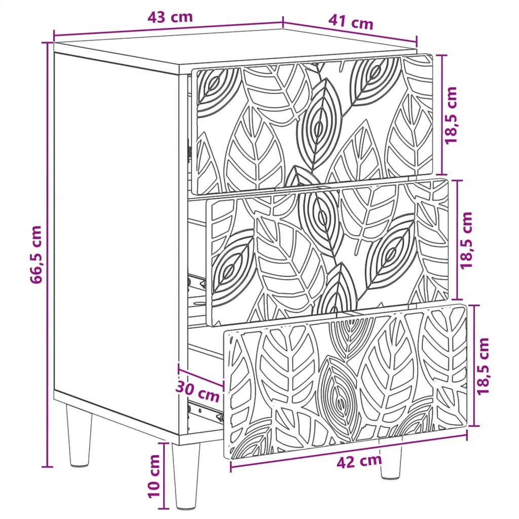 Comodino Legno antico 43 x 39,5 x 66,5 cm Legno ingegnerizzato 895023
