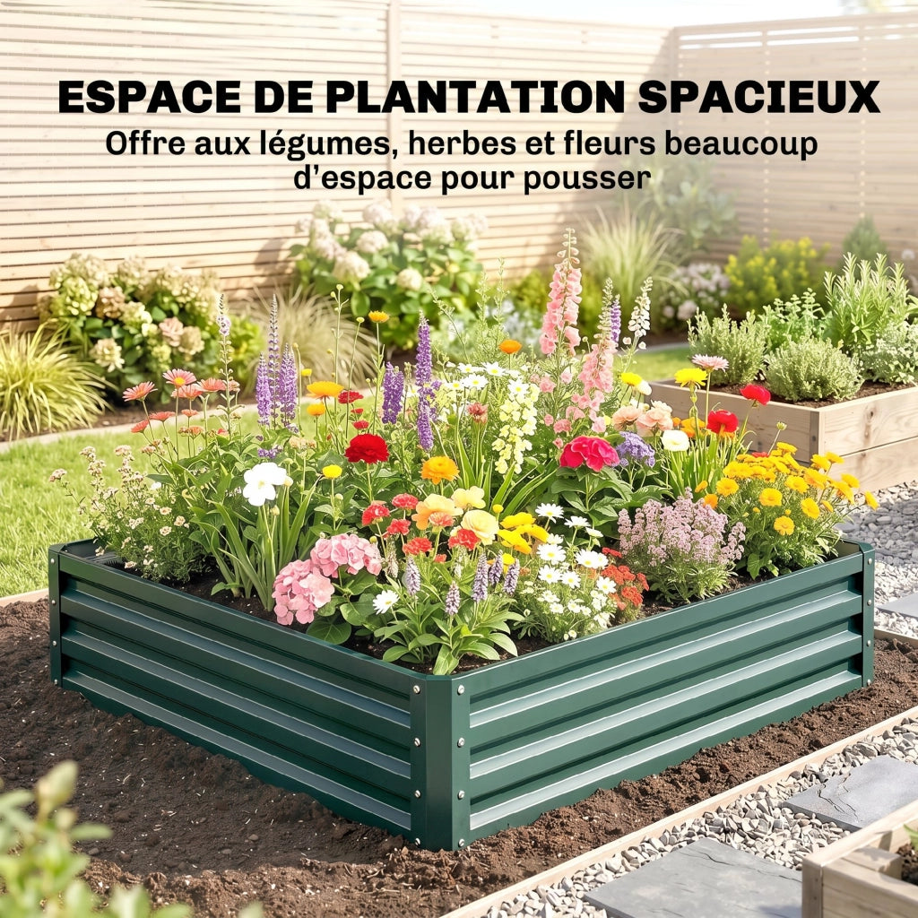 Orto Rialzato in Acciaio ¨C zephmum ¨C Verde 120x120x30 cm