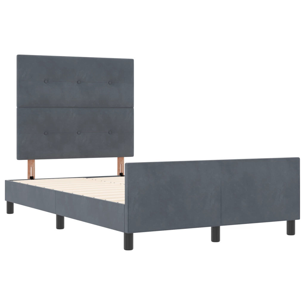 Letto Grigio Scuro 120x190 cm Velluto