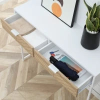 Consolle Moderna per Ingresso e Soggiorno con 2 Cassetti in Metallo 100x30x75cm - Bianco