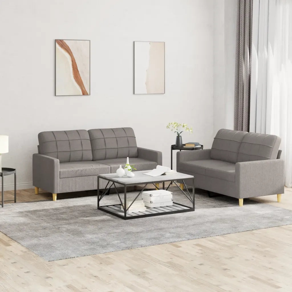 Set di Divani 2 pz con Cuscini Tortora in Tessutocod mxl 107046