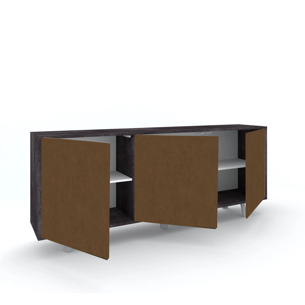 Mobile Soggiorno Madia 3 Ante 177x41x74 cm Ossido Nero e Ruggine