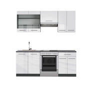 Cucina componibile Fame-Line Bianco lucido/Antracite 200 cm, PL Antracite Vicco