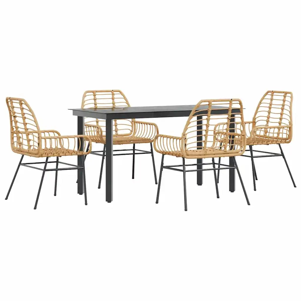 Set da Pranzo da Giardino 5pz Polyrattan Vetro 3334543