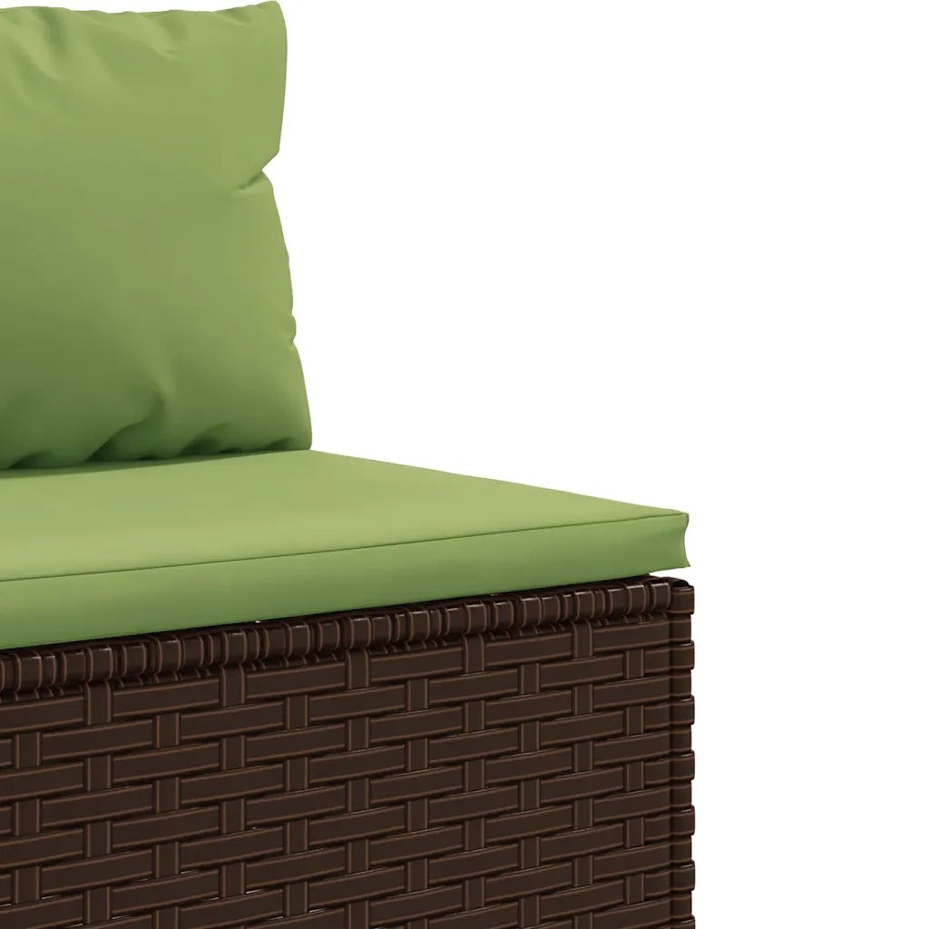 Set Divani da Giardino 7 pz con Cuscini in Polyrattan Marrone