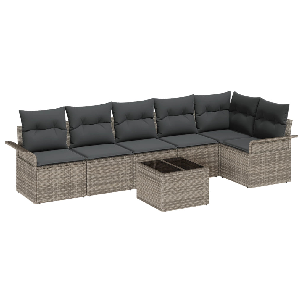 Set di divani da giardino 6 pezzi con cuscini in rattan poliestere nero