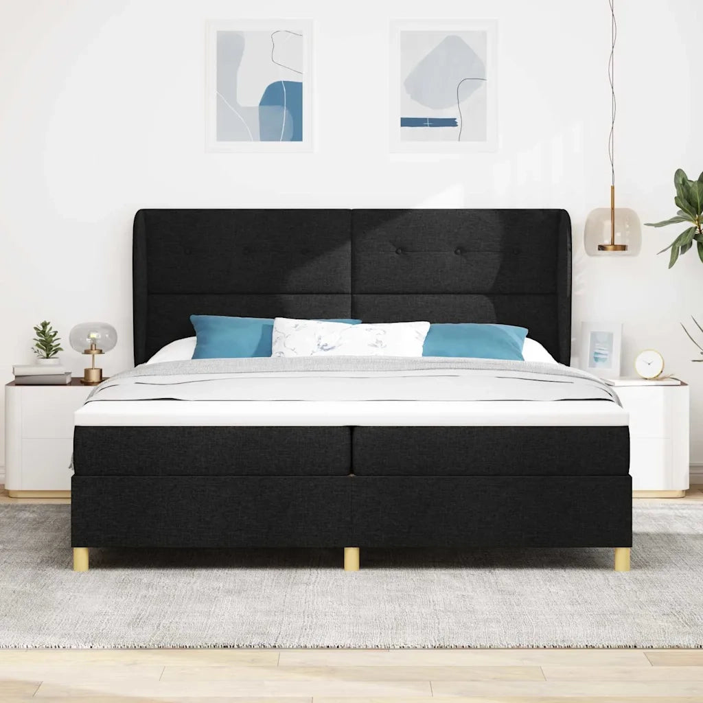Letto a molle con materasso Nero 200 x 200 cm Tessuto 3340776