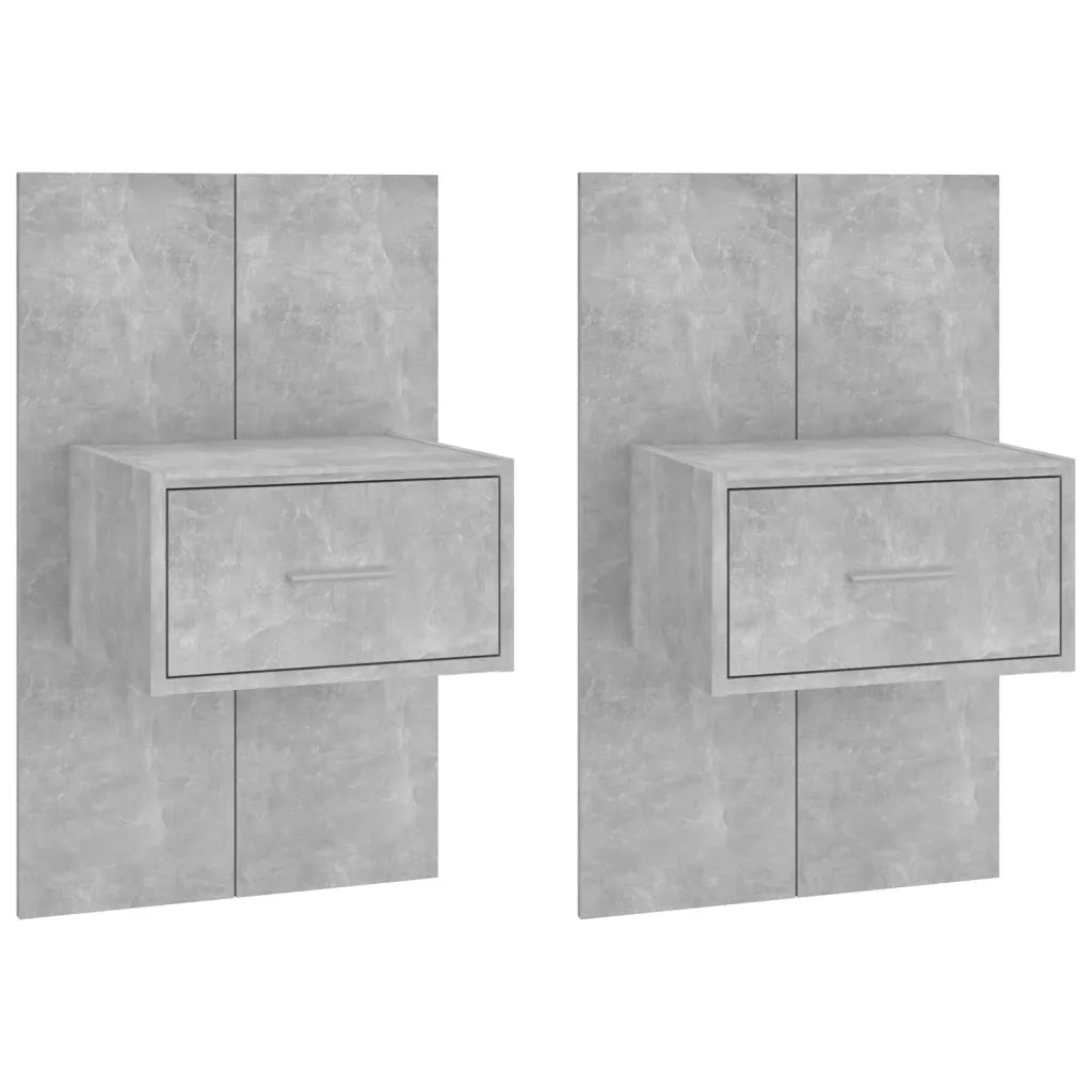 Comodini a Muro 2 pz-Set di 2 Tavolino da notte Grigio Cemento 211470