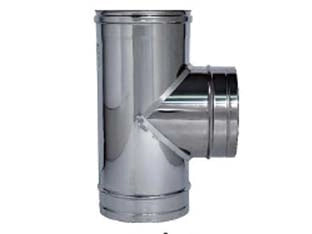 RACCORDO A T 90  ° IN ACCIAIO INOX AISI 304 MONOPARETE SPESSORE MM.05  FMM  EE ¸ mm.80