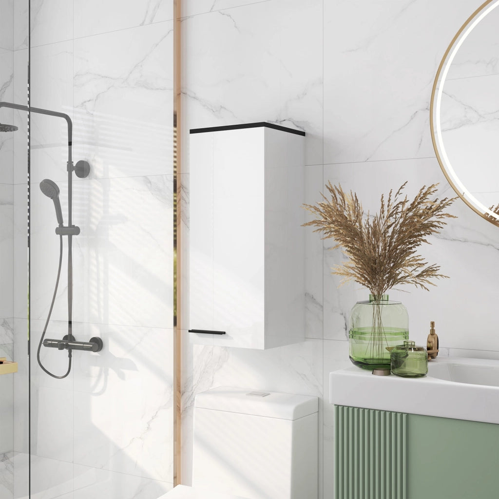 Pensile da Bagno Armadietto a 1 Anta con Ripiani 30x32x73 cm Bianco
