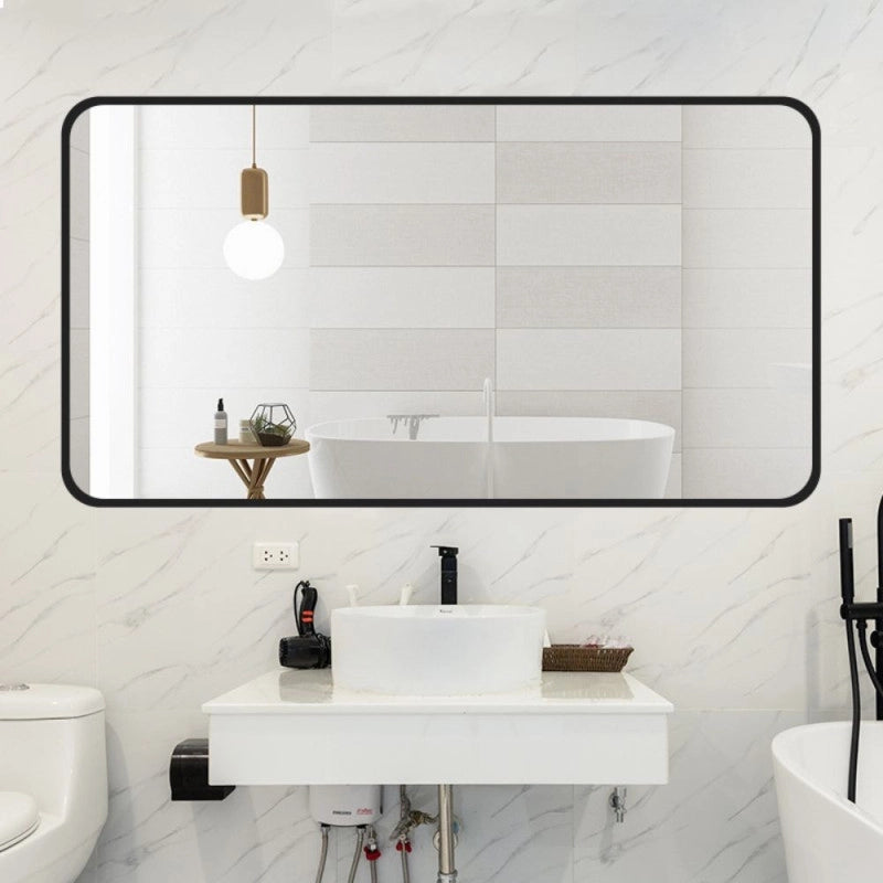 Specchio rettangolare YJ-12070 con cornice in alluminio colore nero 120x70 cm.