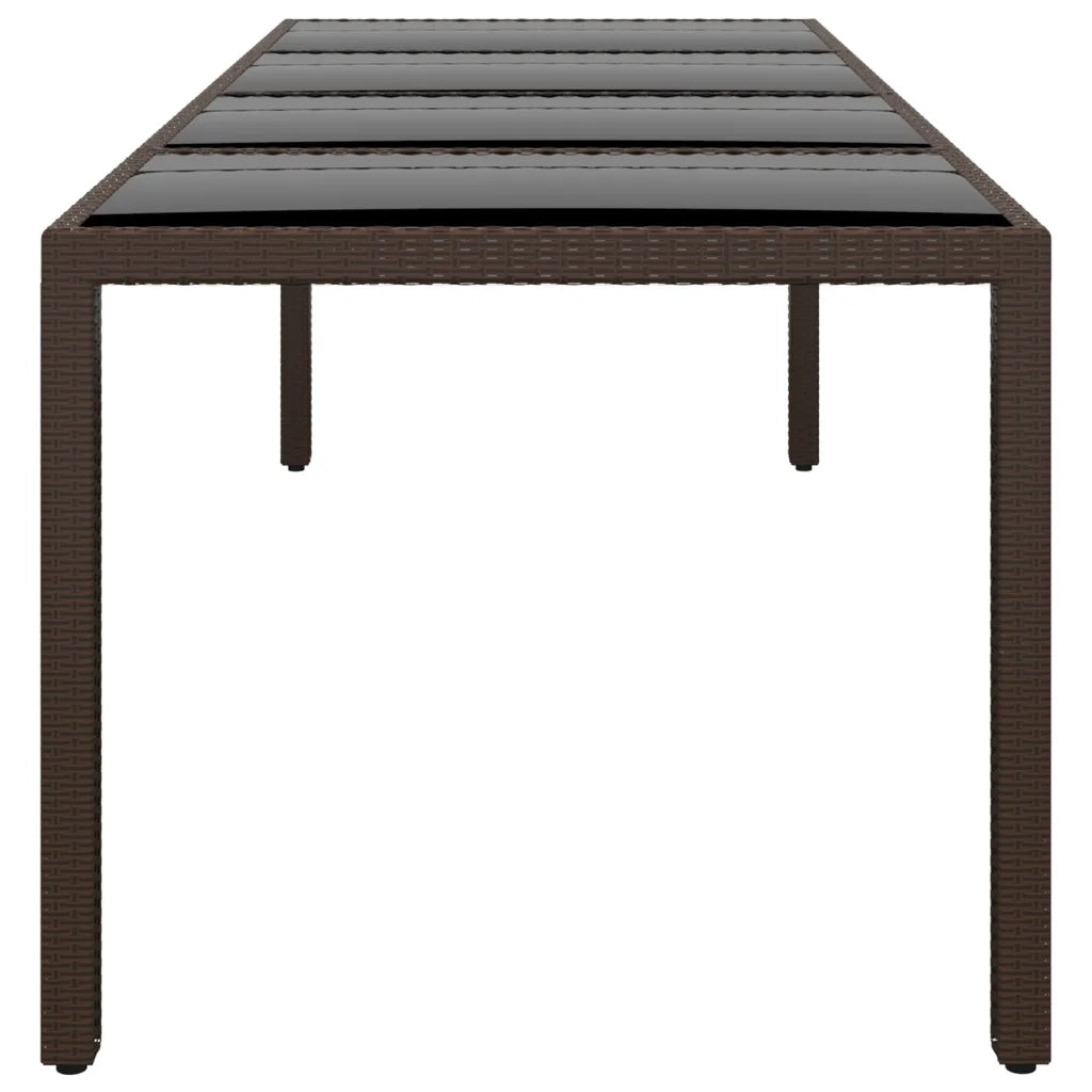 Tavolo da Giardino con Piano Vetro Marrone in Polyrattancod mxl 126346