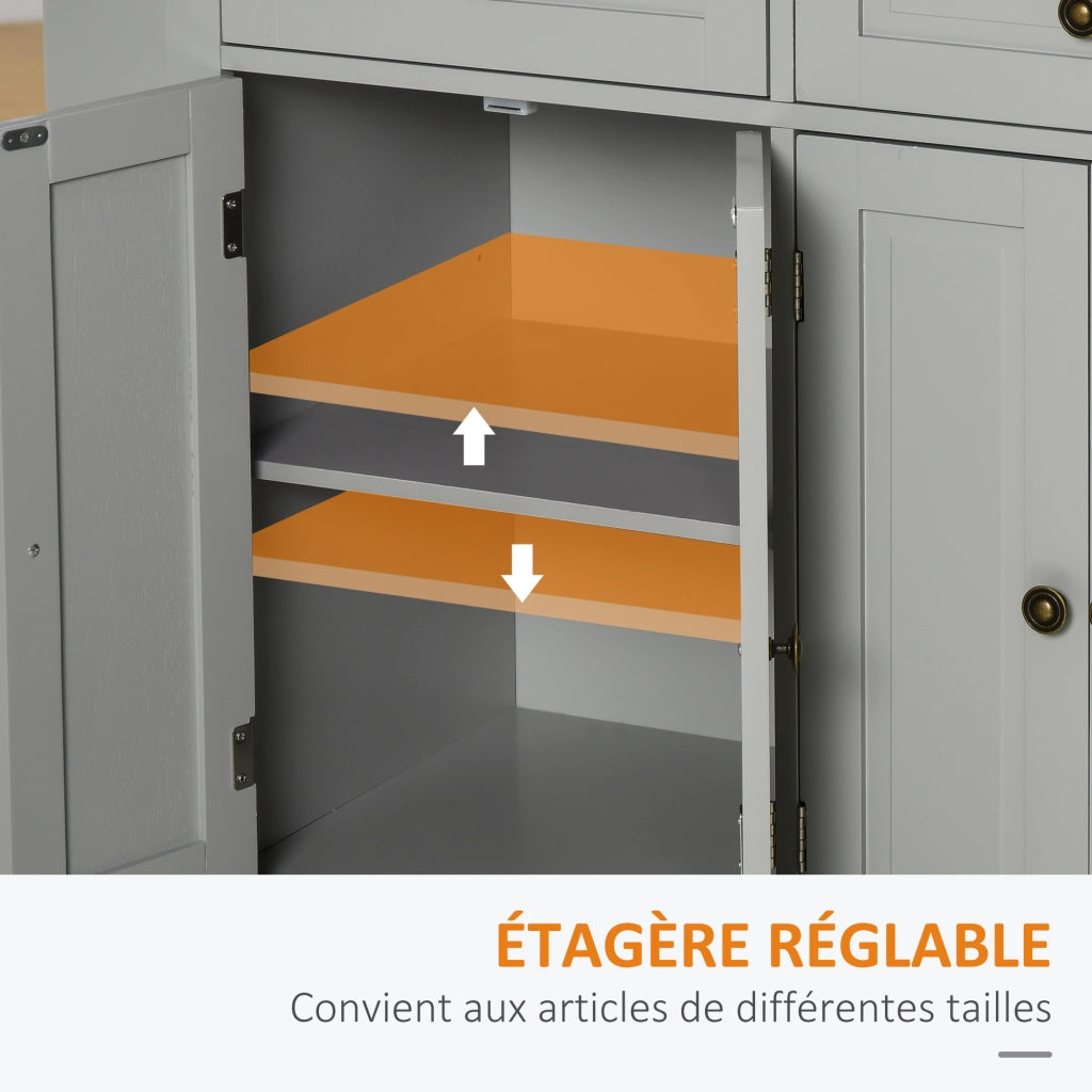 Tavolino da cucina con cassetti e ripiani ¨C zephmum ¨C MDF grigio h¨¦v¨¦a