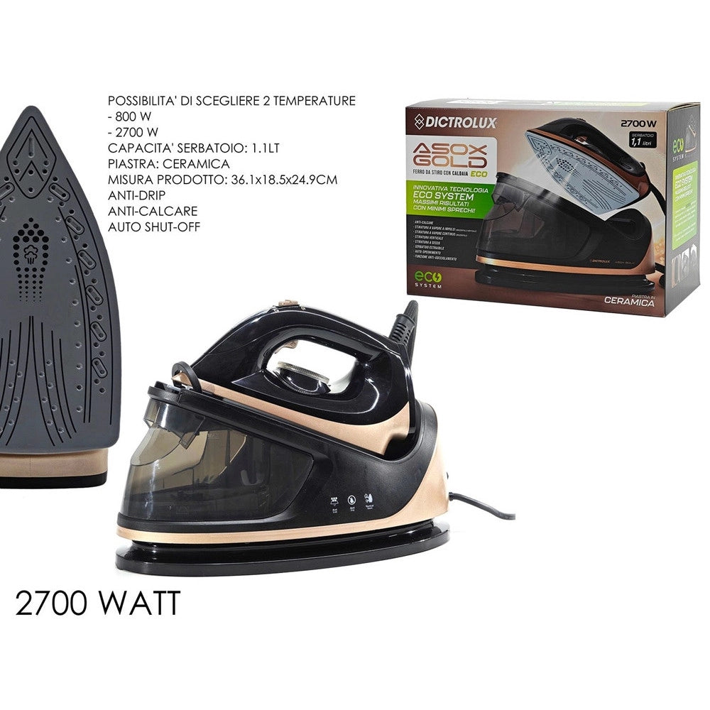 Trade Shop - Ferro Da Stiro Con Caldaia 2700w Serbatoio 1,1lt Piastra In Ceramica Tecnologia Eco System -