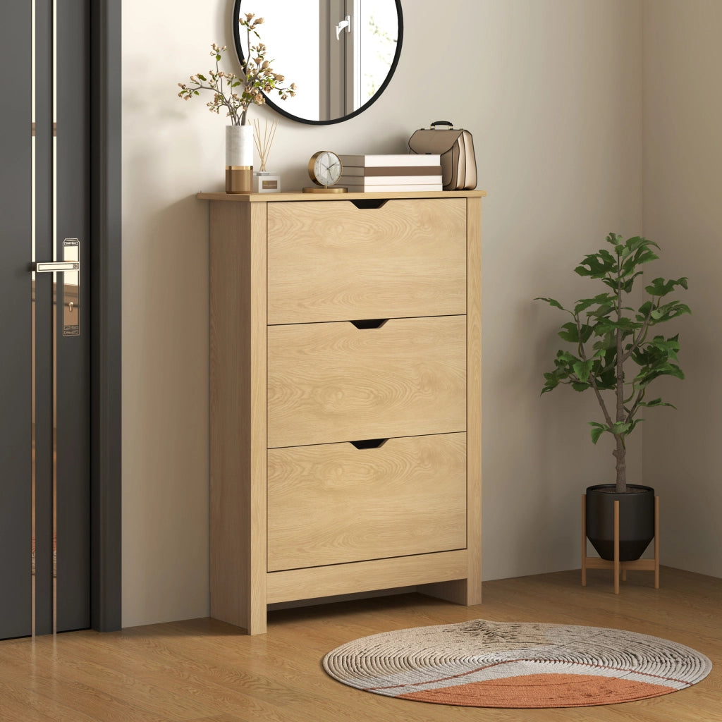 Scarpiera con Cassetti e Ripiani ¨C zephmum ¨C Naturale 72x26x112 cm