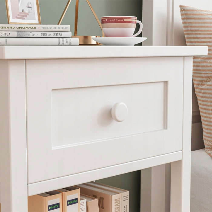 Tavolino da notte in legno con cassetto e 2 ripiani, stile loft moderno, 45 cm