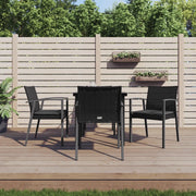 Set Pranzo da Giardino 5pz con Cuscini in Polyrattan e Acciaio