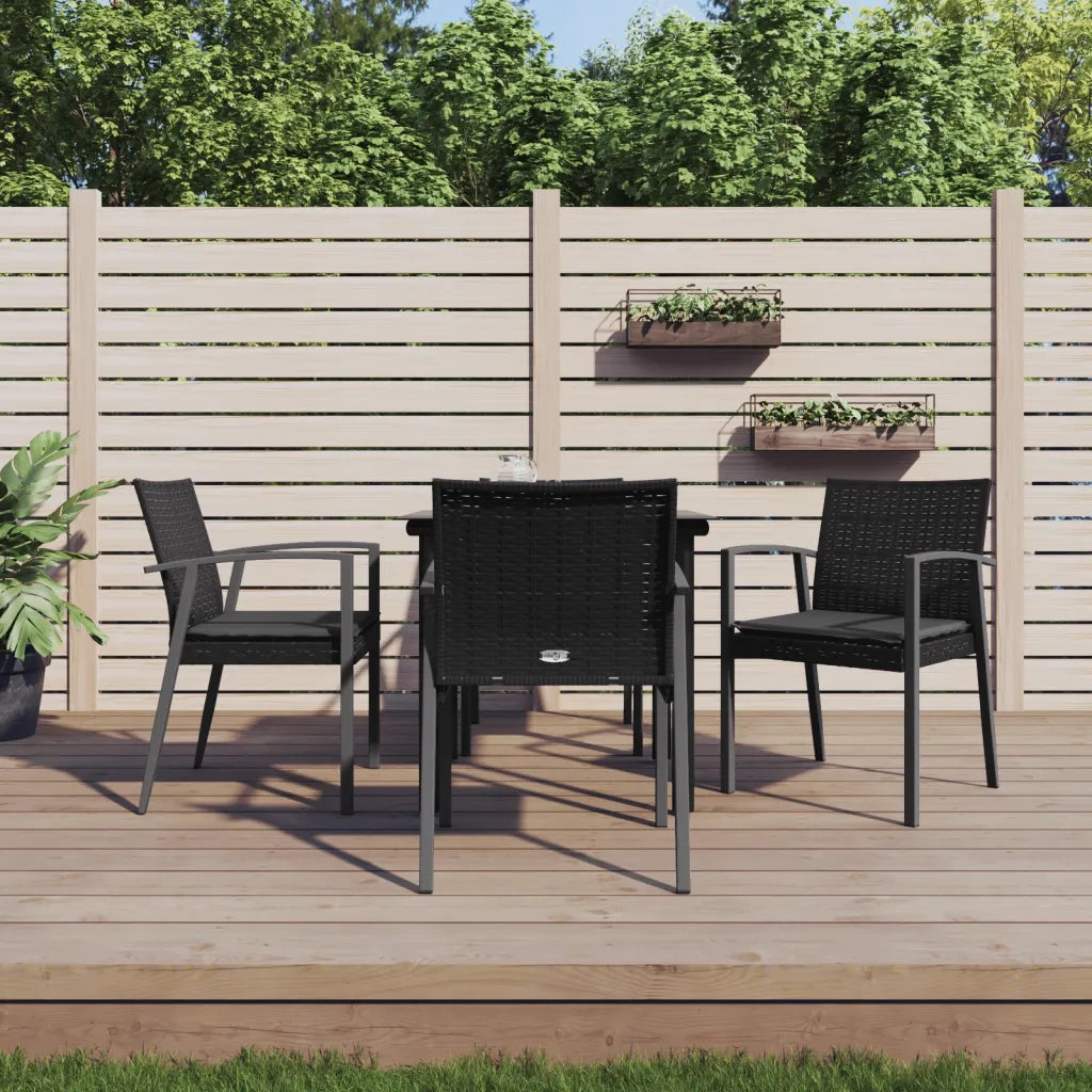 Set Pranzo da Giardino 5pz con Cuscini in Polyrattan e Acciaio