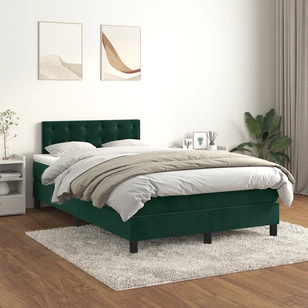 Giroletto a Molle con Materasso Verde Scuro 120x190 cm Velluto 3269864
