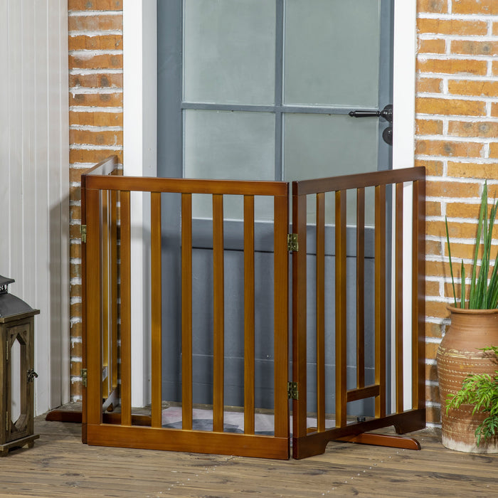 Cancellino per Cani  Pieghevole 181x35x76 cm in Legno di Pino Marrone Scuro