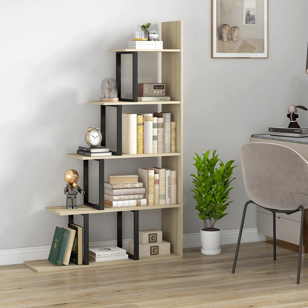Libreria scaffale divisorio stile industriale ¨C zephmum ¨C quercia 102x30x160 cm