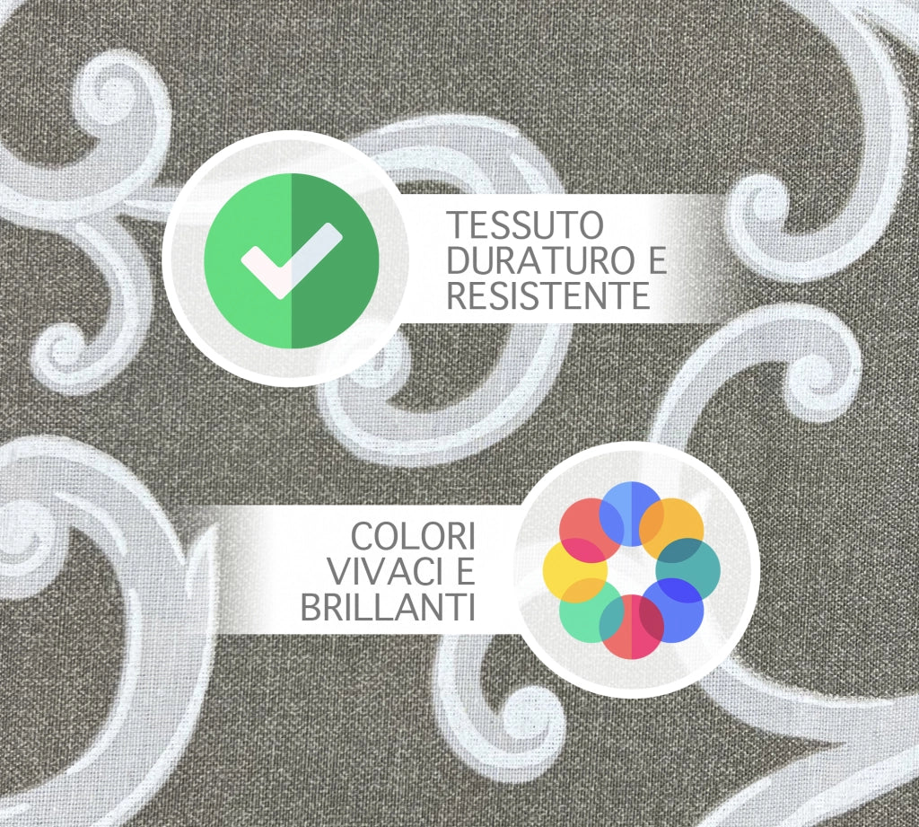 Telo Arredo In Cotone Panama Stampato Varie Fantasie GrandFoulard Copridivano Copriletto Sofà Prodotto Italiano Singolo e Matrimoniale  - Renage tortora - 2 Posti
