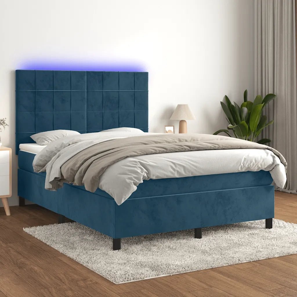 Letto a Molle con Materasso e LED Blu Scuro 140x190 cmcod mxl 99080