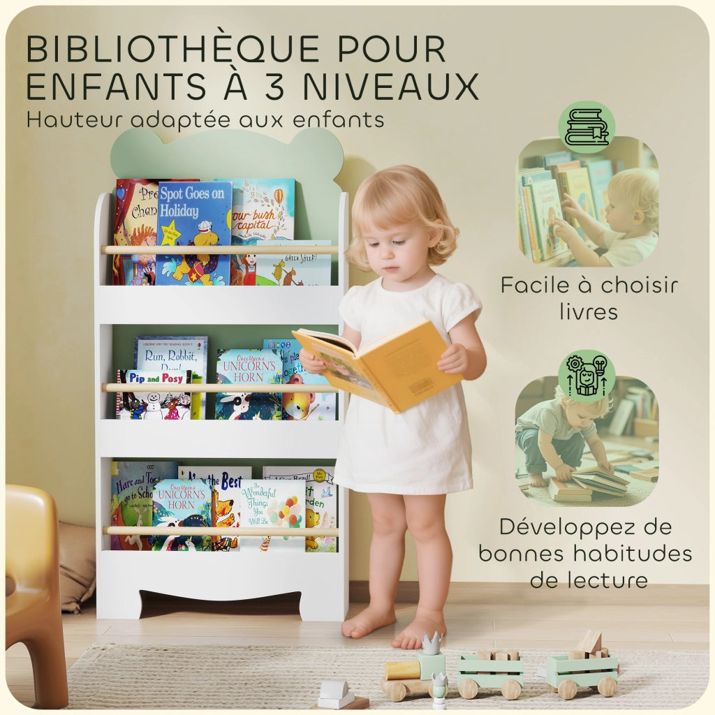 Libreria per bambini 3 livelli ¨C ZephMum ¨C verde