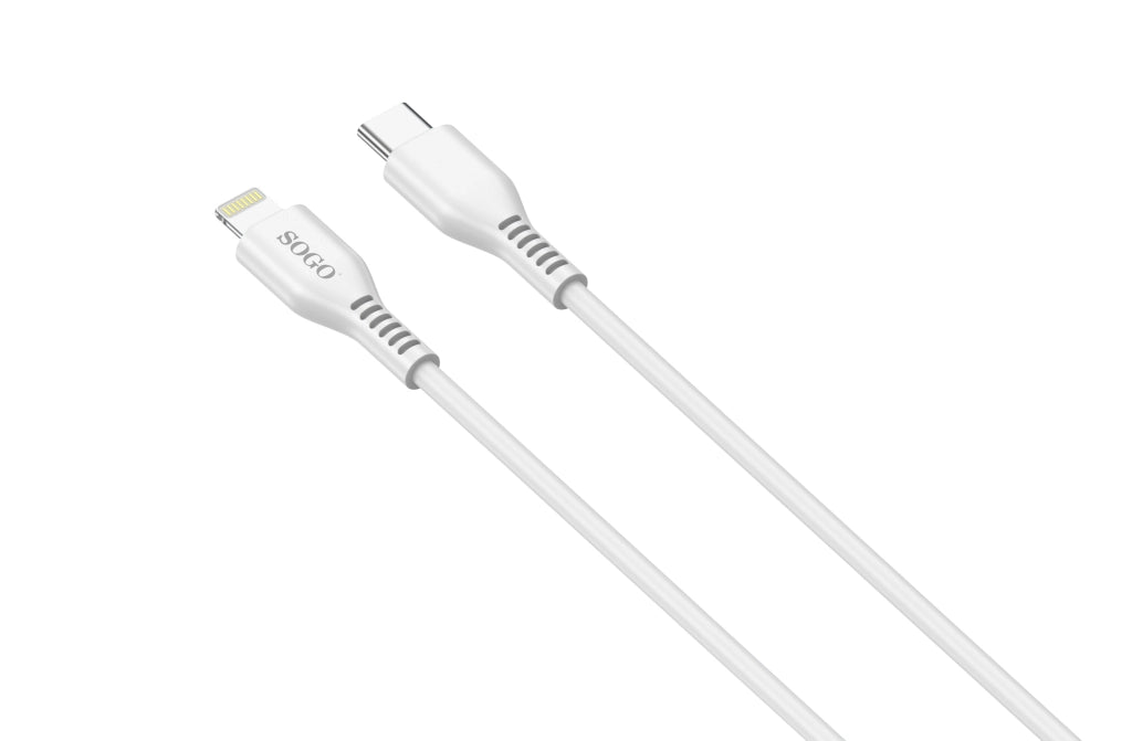 Cavo dati USB-C Lightning 1 metro, ricarica rapida 20W, corrente 3A, trasmissione dati veloce - SOGO