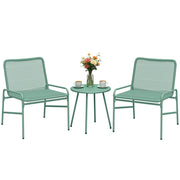Set Bistr¨° Rattan 3 Pezzi: 2 Sedie, Tavolo Rotondo Giardino, Verde.