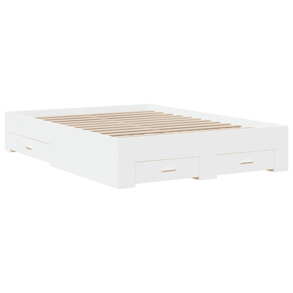 Giroletto con Cassetti Bianco 140x190 cm in Legno Multistrato